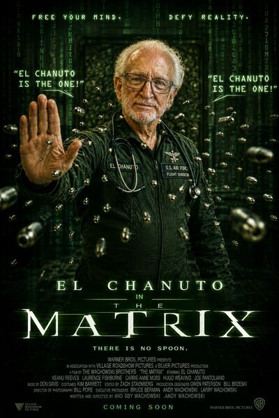 El Chanuto in The Matrix — dodging bullets in a black coat